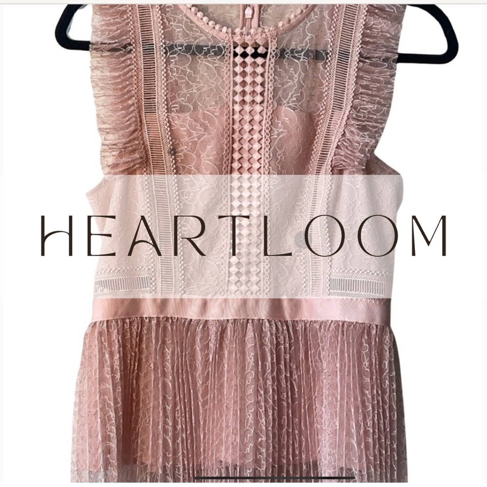 Heartloom Pink Blush Lace Ruffle Lined Blouse
